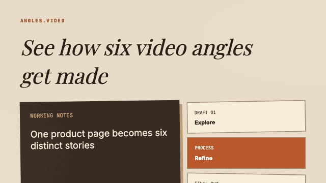 Behind-the-scenes angle product marketing video example