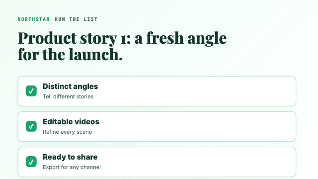 Checklist product marketing angle video preview