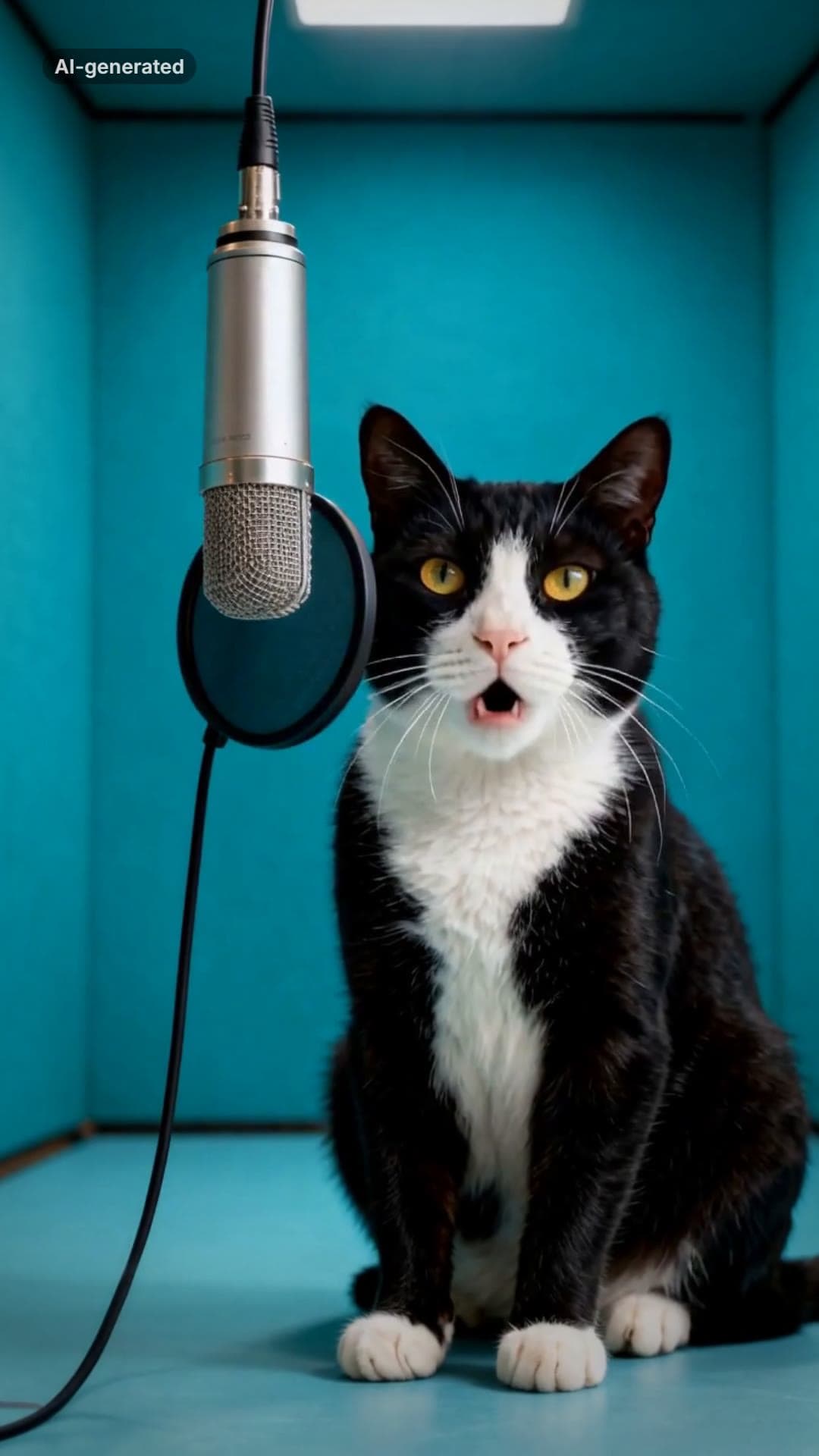 A frame from an AI-generated cat rap sample